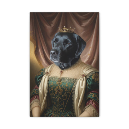 Personalized Queen Dog Portrait, Custom Renaissance Pet Art Canvas