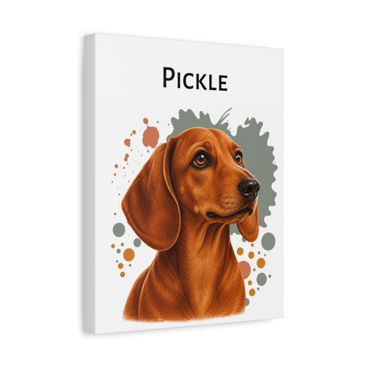 Personalized Red Dachshund Canvas, Custom Dog Name Portrait, Doxie Lover Gift, Wiener Dog Wall Art