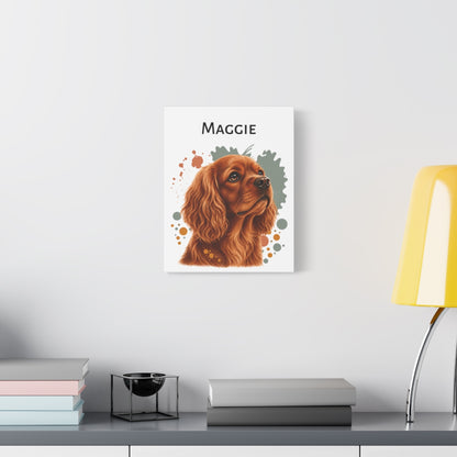 Personalized Ruby Cavalier Canvas, Custom King Charles Spaniel Name Wall Art