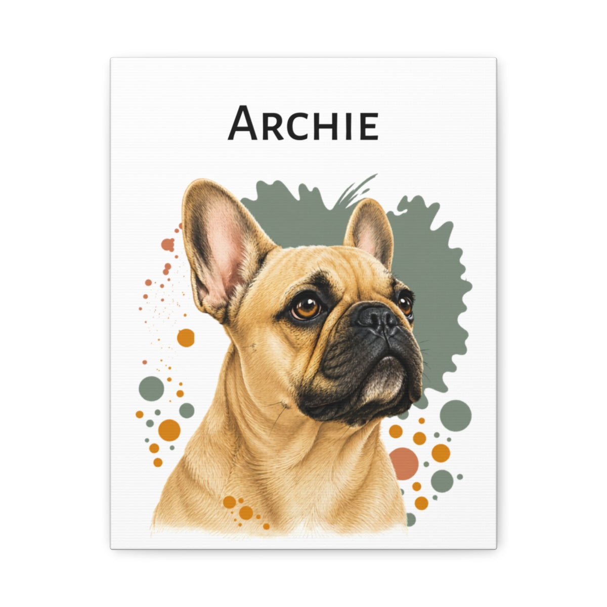 Personalized French Bulldog Canvas, Custom Dog Name Portrait, Frenchie Lover Gift, Dog Wall Art
