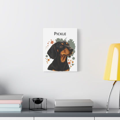 Personalized Black Tan Dachshund Canvas, Custom Dog Name Portrait, Doxie Lover Gift, Wiener Dog Art