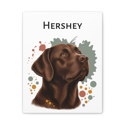 Personalized Chocolate Lab Canvas, Custom Dog Name Portrait, Labrador Retriever Gift, Lab Lover Wall Art