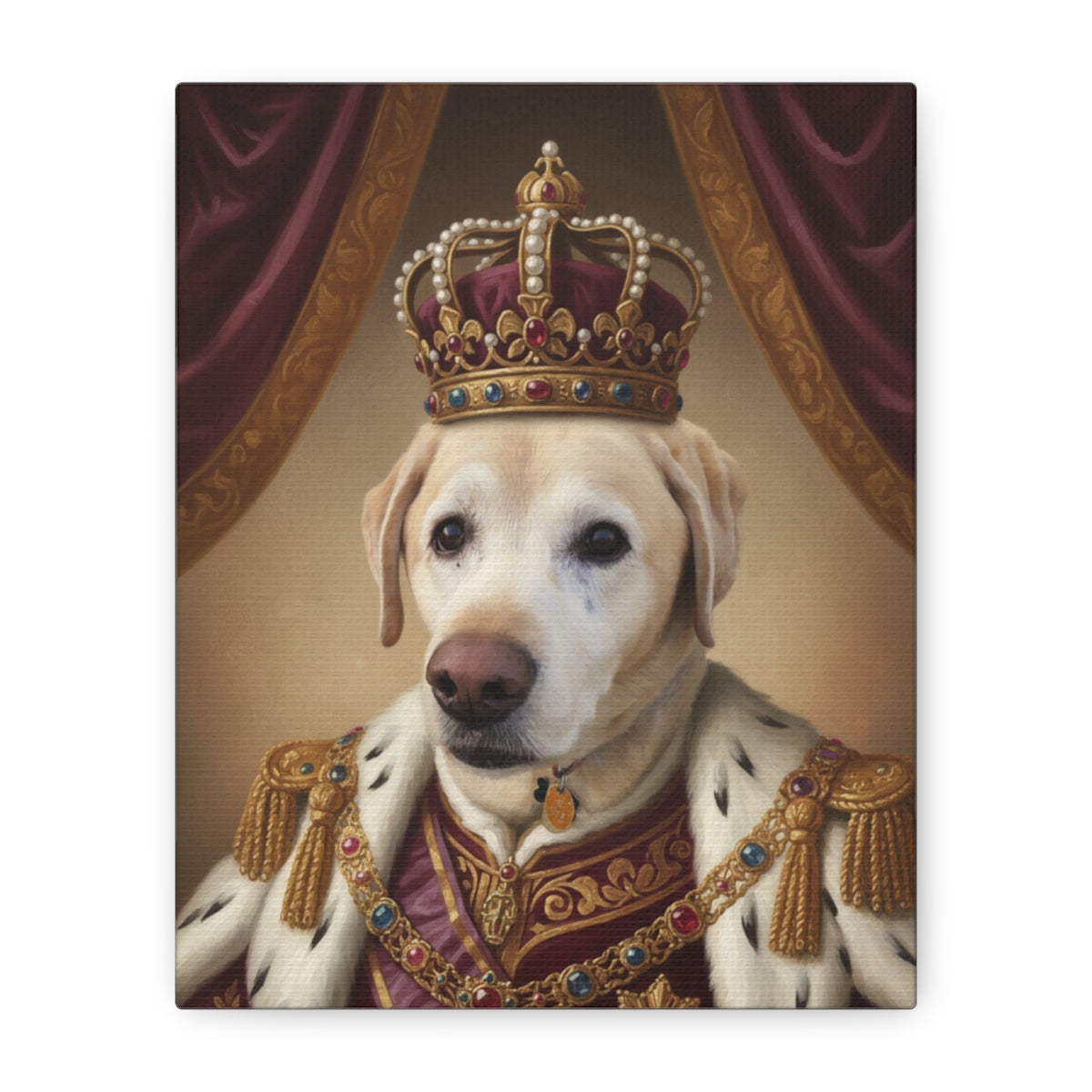 Personalized Royal King Dog Portrait – Custom Pet Art Canvas