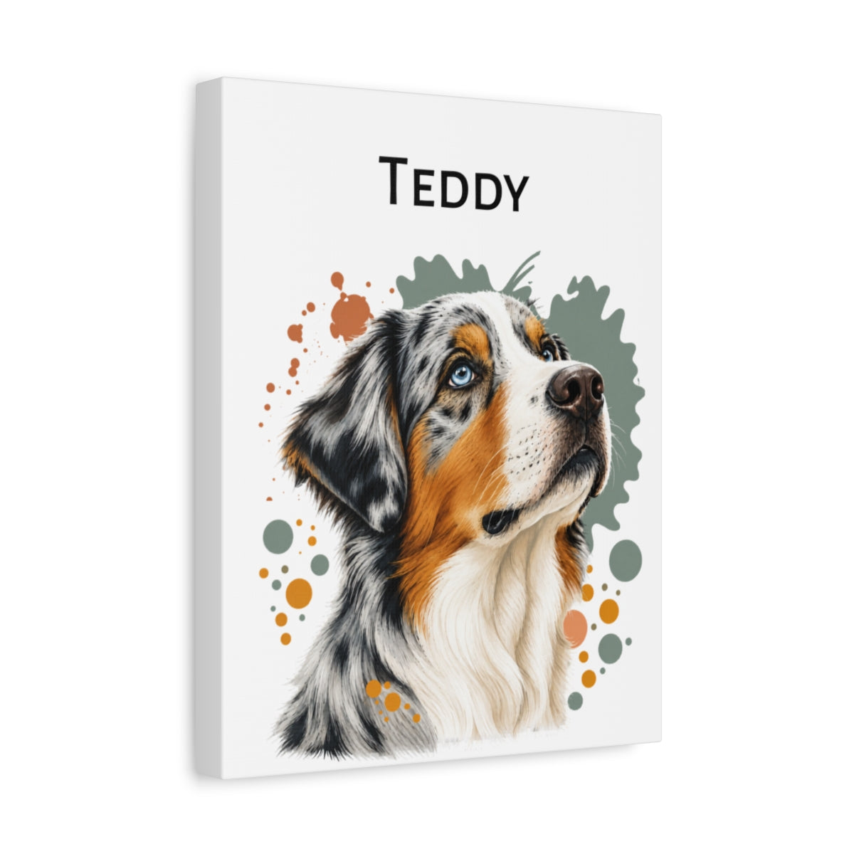 Personalized Australian Shepherd Canvas, Custom Dog Name Portrait, Aussie Dog Lover Gift, Pet Wall Art