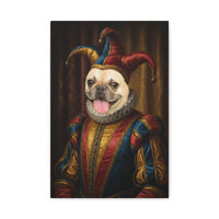 Load image into Gallery viewer, Personalized Jester Dog Portrait, Funny Custom Pet Art Canvas
