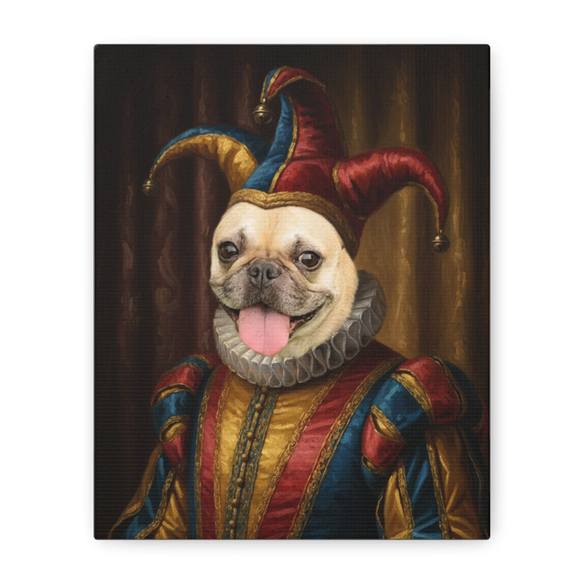 Personalized Jester Dog Portrait, Funny Custom Pet Art Canvas