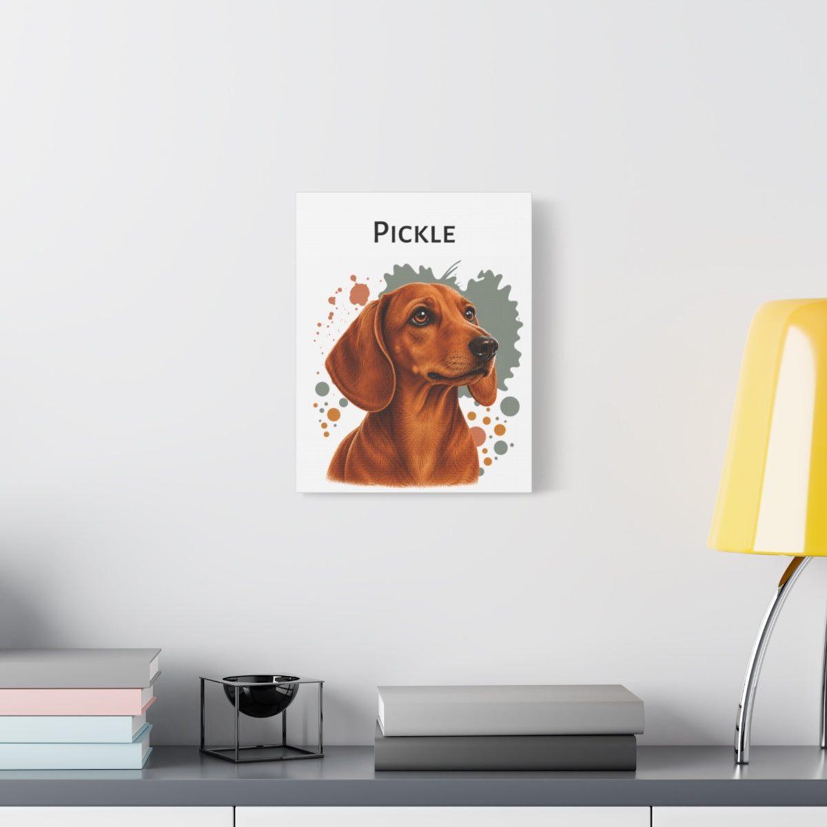Personalized Red Dachshund Canvas, Custom Dog Name Portrait, Doxie Lover Gift, Wiener Dog Wall Art