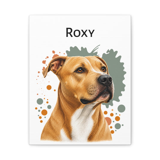 Personalized Pitbull Canvas, Custom Dog Name Portrait, Pit Bull Lover Gift, Dog Wall Art