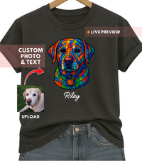 Load image into Gallery viewer, Personalized Pet Shirt — Fractured-Pattern Dog Art on Comfort Colors Tee
