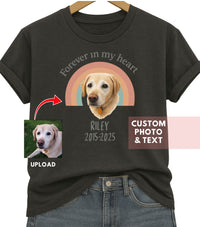 Load image into Gallery viewer, Personalized Pet Memorial Shirt, Dog Memory Gift, Rainbow Bridge Tribute Tee, Custom Photo Comfort Colors, Pet Lover Keepsake
