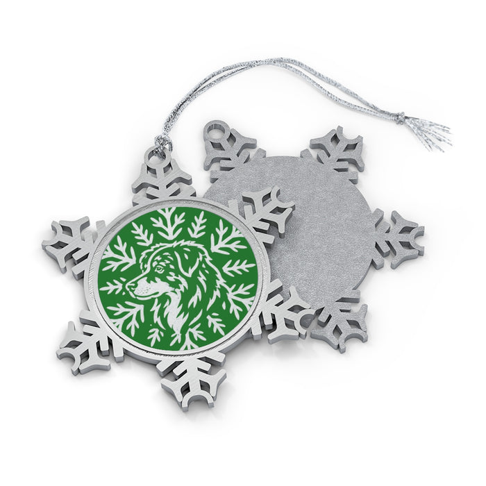 Australian Shepherd Ornament, Pewter Snowflake Christmas Ornament, Aussie Lover Gift