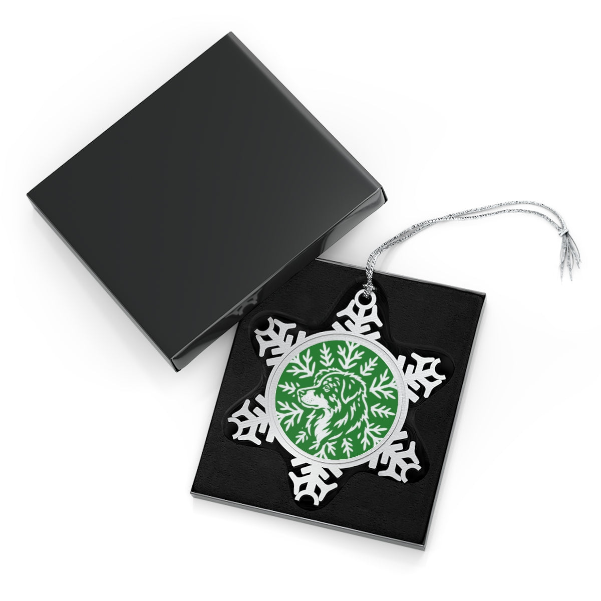 Australian Shepherd Ornament, Pewter Snowflake Christmas Ornament, Aussie Lover Gift