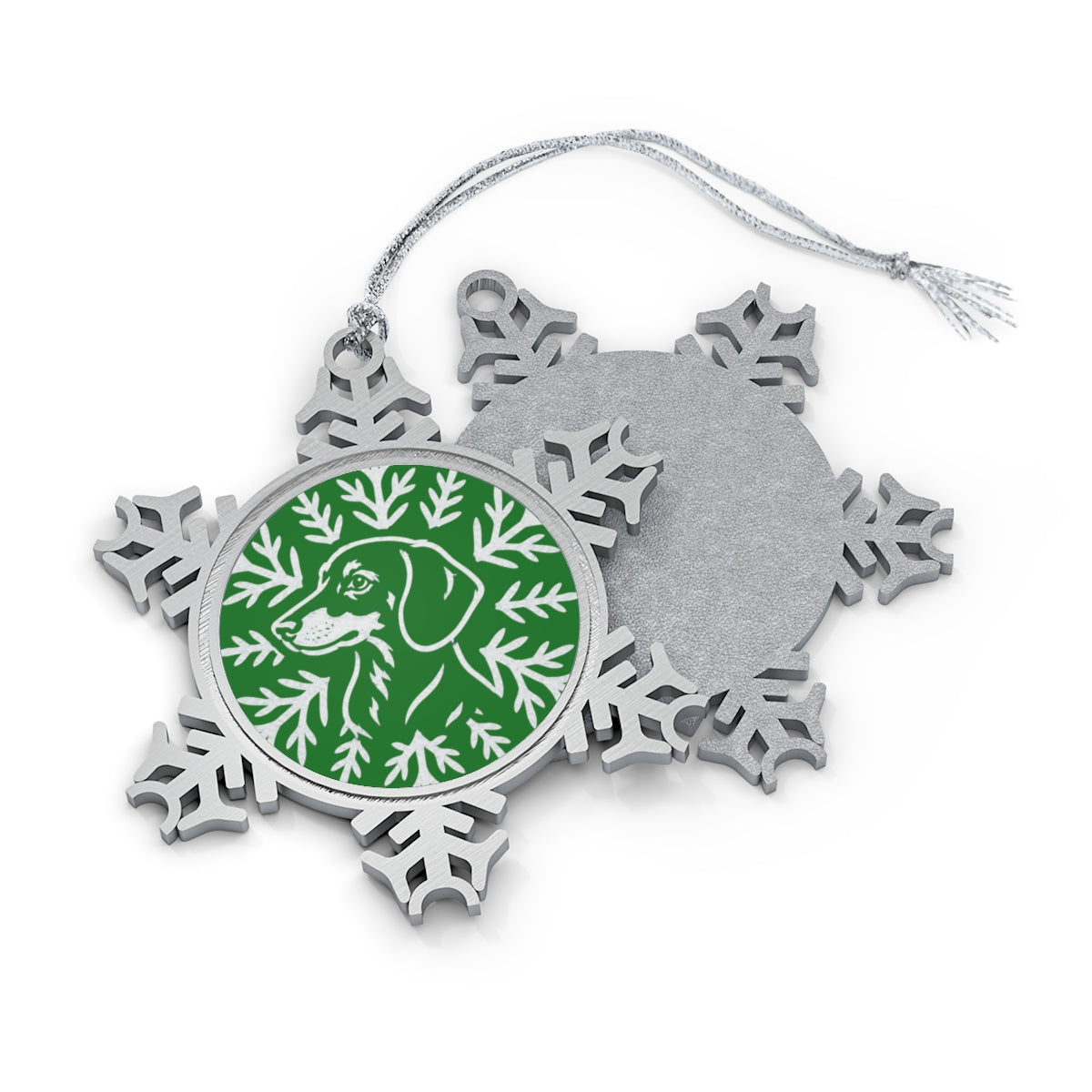 Dachshund Ornament, Pewter Snowflake Christmas Ornament, Dachshund Lover Gift