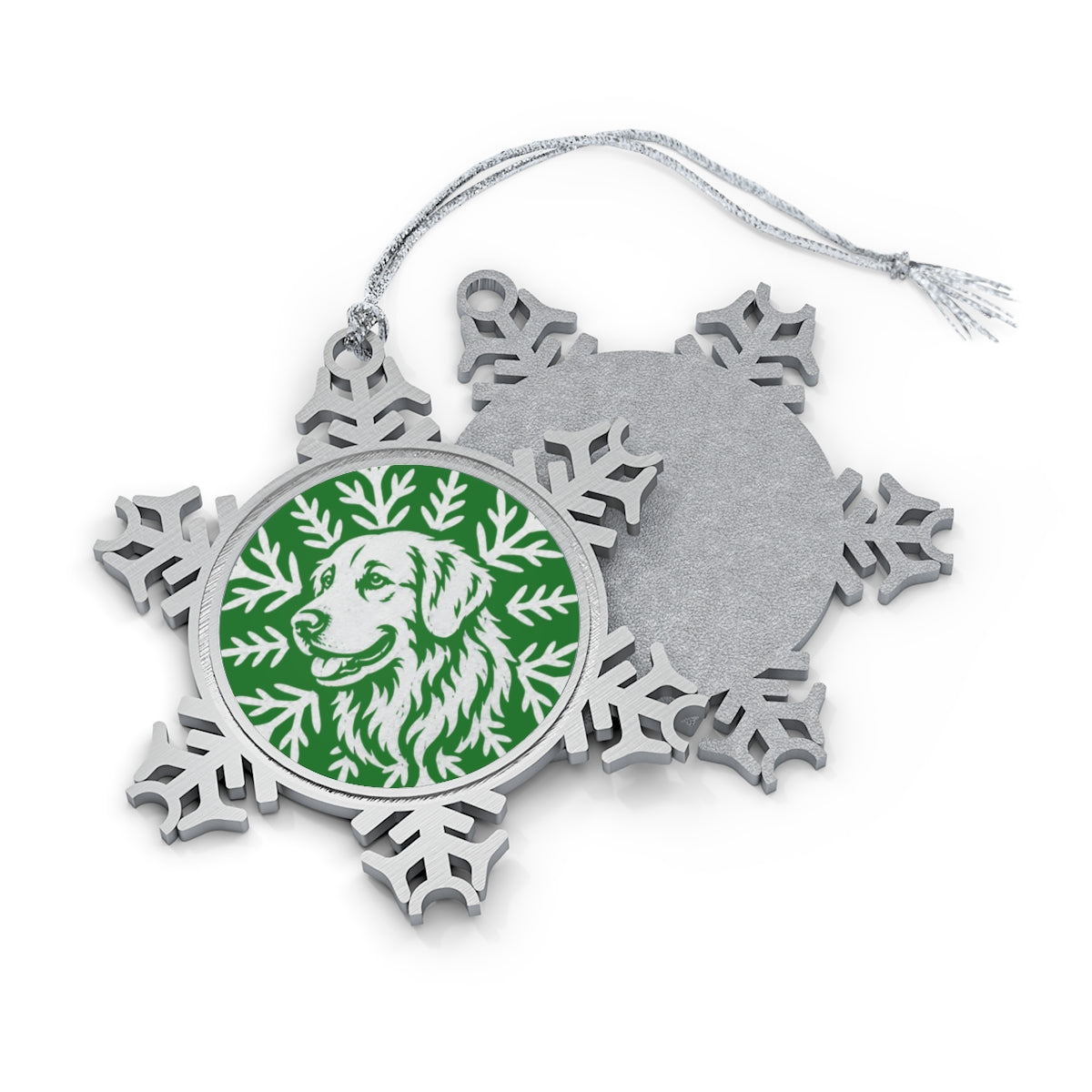 Golden Retriever Ornament, Pewter Snowflake Christmas Ornament, Golden Retriever Lover Gift