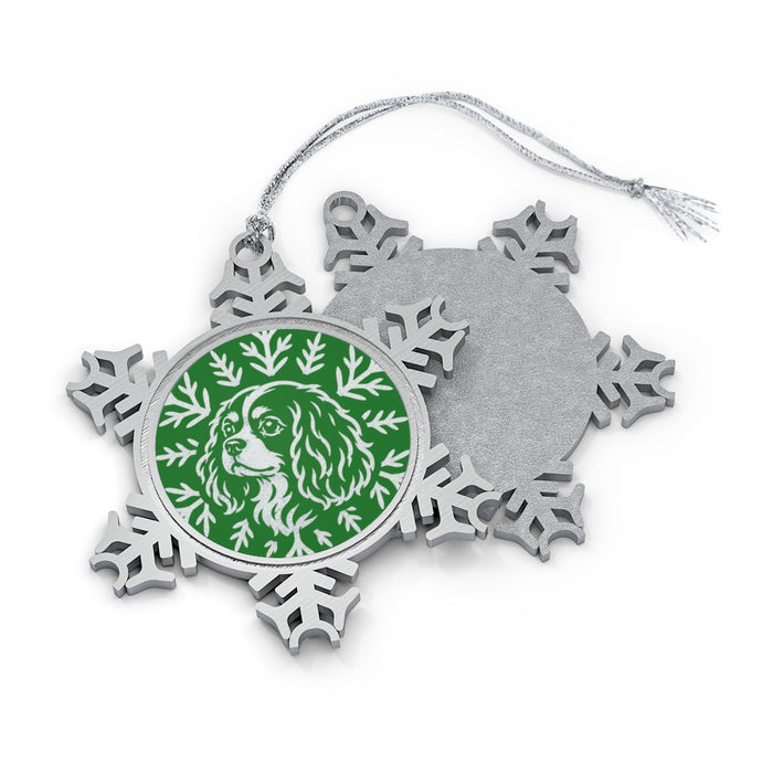 Cavalier King Charles Ornament, Pewter Snowflake Christmas Ornament, Cavalier Lover Gift