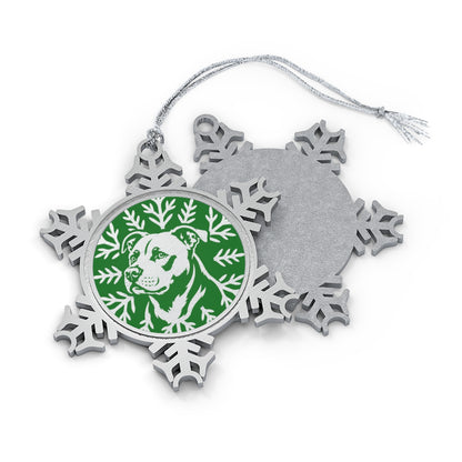 Pit Bull Ornament, Pewter Snowflake Christmas Ornament, Pit Bull Lover Gift