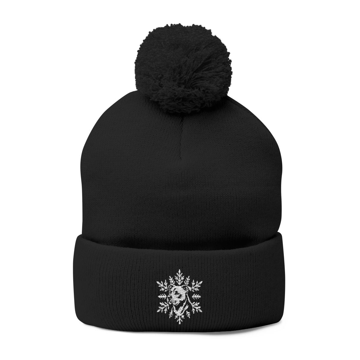 Pitbull Pom Pom Beanie, Embroidered Pit Bull Snowflake Winter Hat, Pitbull Lover Gift, Dog Mom Gift