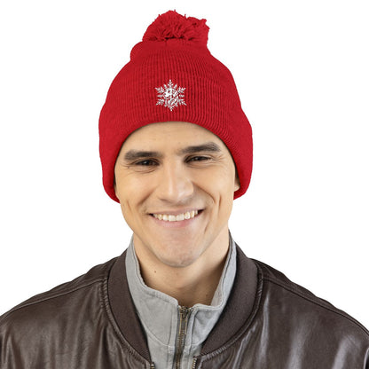 Golden Retriever Pom Pom Beanie, Embroidered Dog Snowflake Winter Hat, Golden Retriever Lover Gift