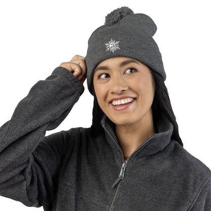Golden Retriever Pom Pom Beanie, Embroidered Dog Snowflake Winter Hat, Golden Retriever Lover Gift