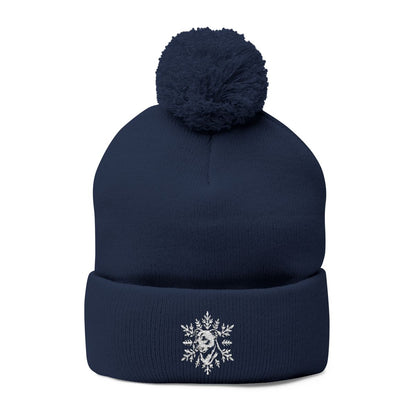 Pitbull Pom Pom Beanie, Embroidered Pit Bull Snowflake Winter Hat, Pitbull Lover Gift, Dog Mom Gift