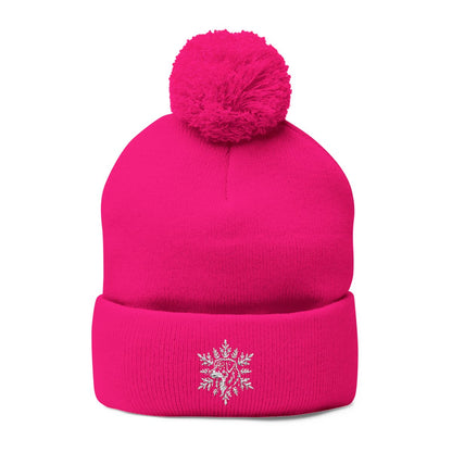Australian Shepherd Pom Pom Beanie, Embroidered Aussie Snowflake Winter Hat, Australian Shepherd Lover Gift