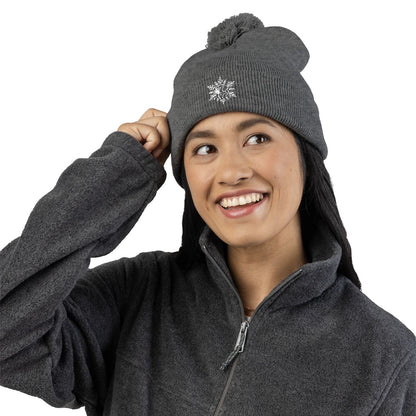 Labrador Retriever Pom Pom Beanie, Embroidered Lab Snowflake Winter Hat, Labrador Lover Gift