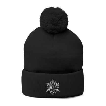 Labrador Retriever Pom Pom Beanie, Embroidered Lab Snowflake Winter Hat, Labrador Lover Gift