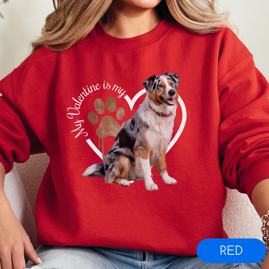 Valentine Australian Shepherd Sweatshirt, Australian Shepherd Mom, Valentine Heart Dog, Valentine Dog Sweatshirt, Gift for Dog Lover