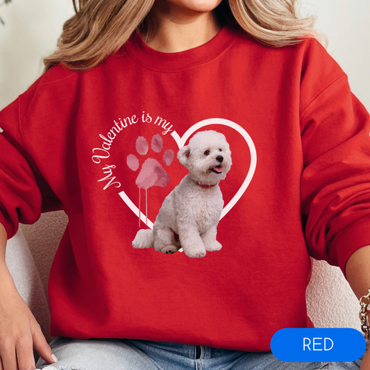 Valentine Bichon Frise Sweatshirt, Bichon Frise Mom,, Valentine Heart Dog, Valentine Dog Sweatshirt, Gift for Dog Lover