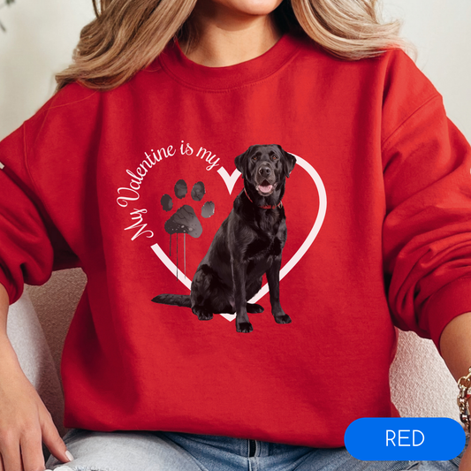 Valentine Black Lab Sweatshirt, Black Lab Mom, Valentine Heart Dog, Valentine Dog Sweatshirt, Gift for Dog Lover