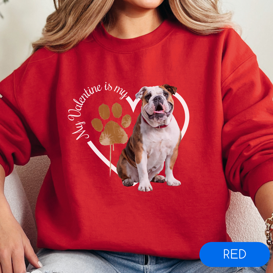 Valentine Bulldog Sweatshirt, Bulldog Mom, Valentine Heart Dog Sweatshirt, Valentine Dog, Gift for Dog Lover, Bulldog