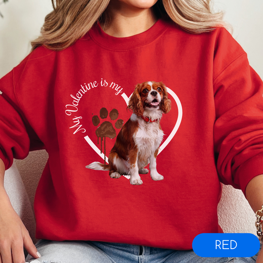 Valentine Cavalier King Charles Spaniel Sweatshirt, Cavalier Spaniel Mom, Valentine Heart Dog, Valentine Dog Sweatshirt, Gift for Dog Lover