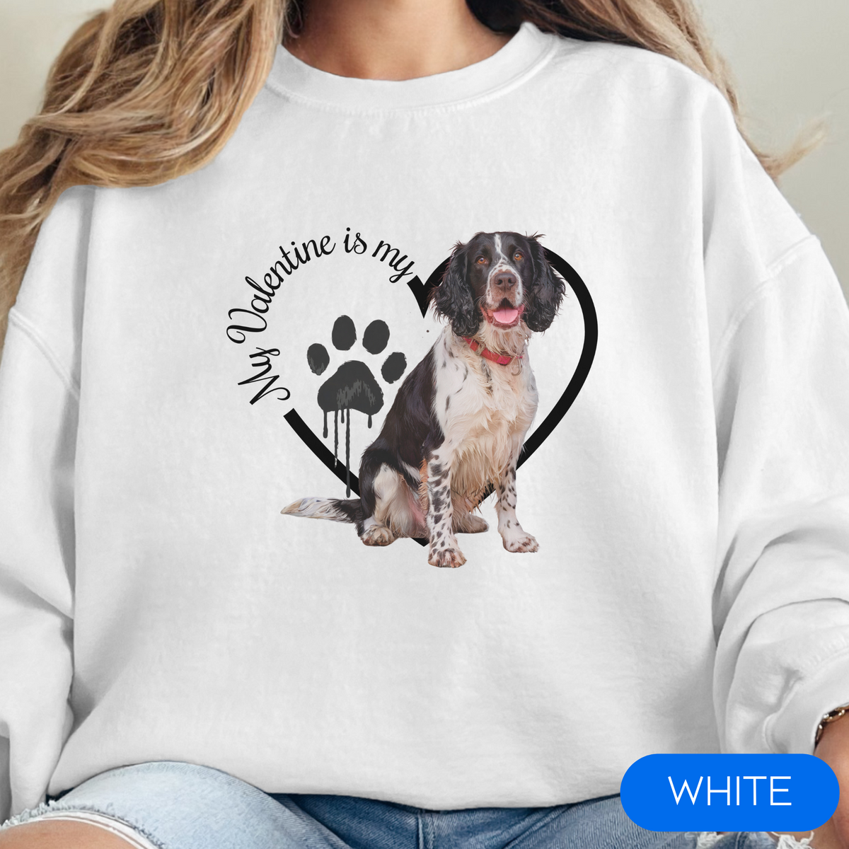 Valentine Springer Spaniel Sweatshirt, Springer Spaniel Mom, Valentine Heart Dog, Valentine Dog Sweatshirt, Gift for Dog Lover