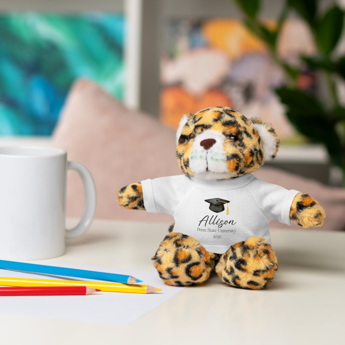 Personalized Graduation Plush Animal – Custom Grad Gift with Name, School & Year