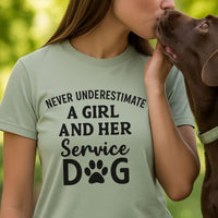 Load image into Gallery viewer, Never Underestimate a Girl &amp; Her Service Dog T-Shirt
