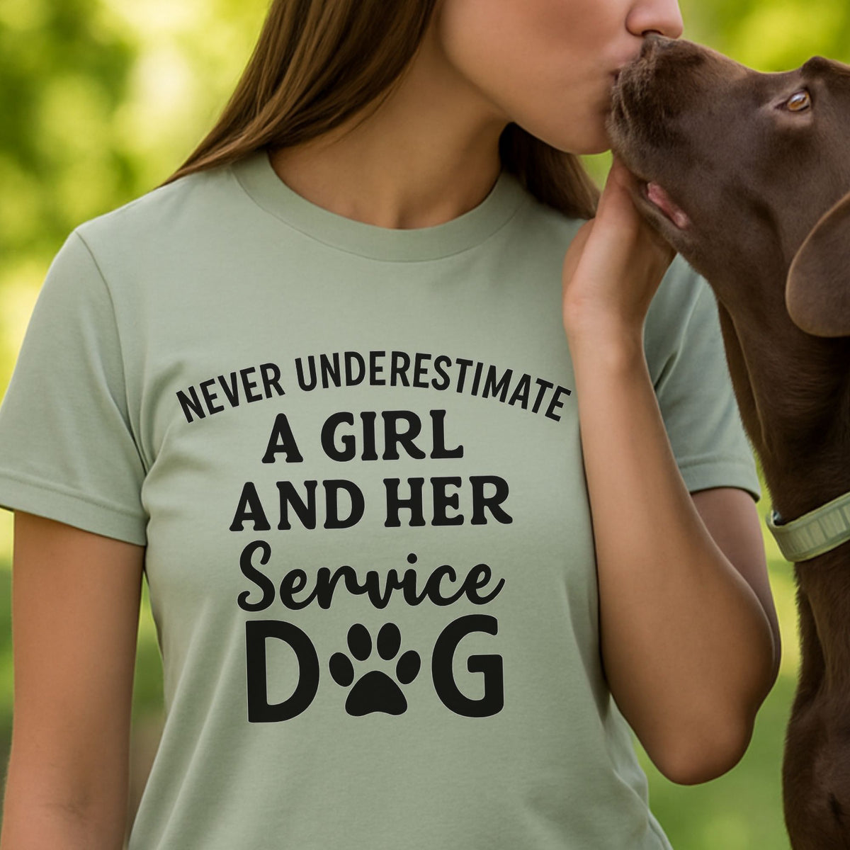 Never Underestimate a Girl & Her Service Dog T-Shirt