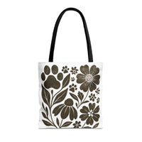 Load image into Gallery viewer, Boho Paw Print Floral Tote Bag – Pet Lover Gift, Durable, Stylish, Available in 3 Sizes
