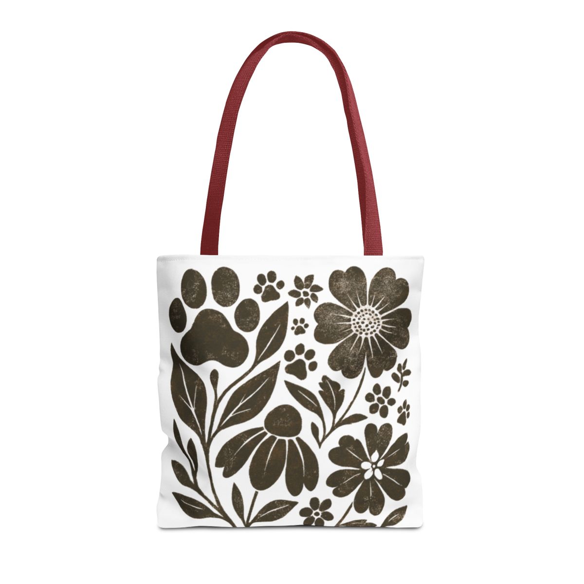 Boho Paw Print Floral Tote Bag – Pet Lover Gift, Durable, Stylish, Available in 3 Sizes