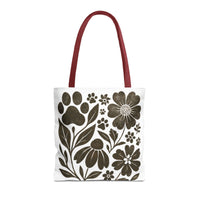 Load image into Gallery viewer, Boho Paw Print Floral Tote Bag – Pet Lover Gift, Durable, Stylish, Available in 3 Sizes
