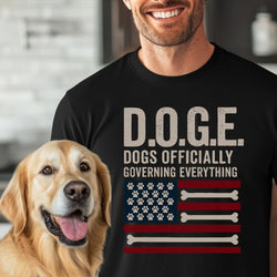 DOGE Funny Patriotic Dog Shirt Dogs Officially Governing Everything Tee for Pet Lovers and 4th of July Fans