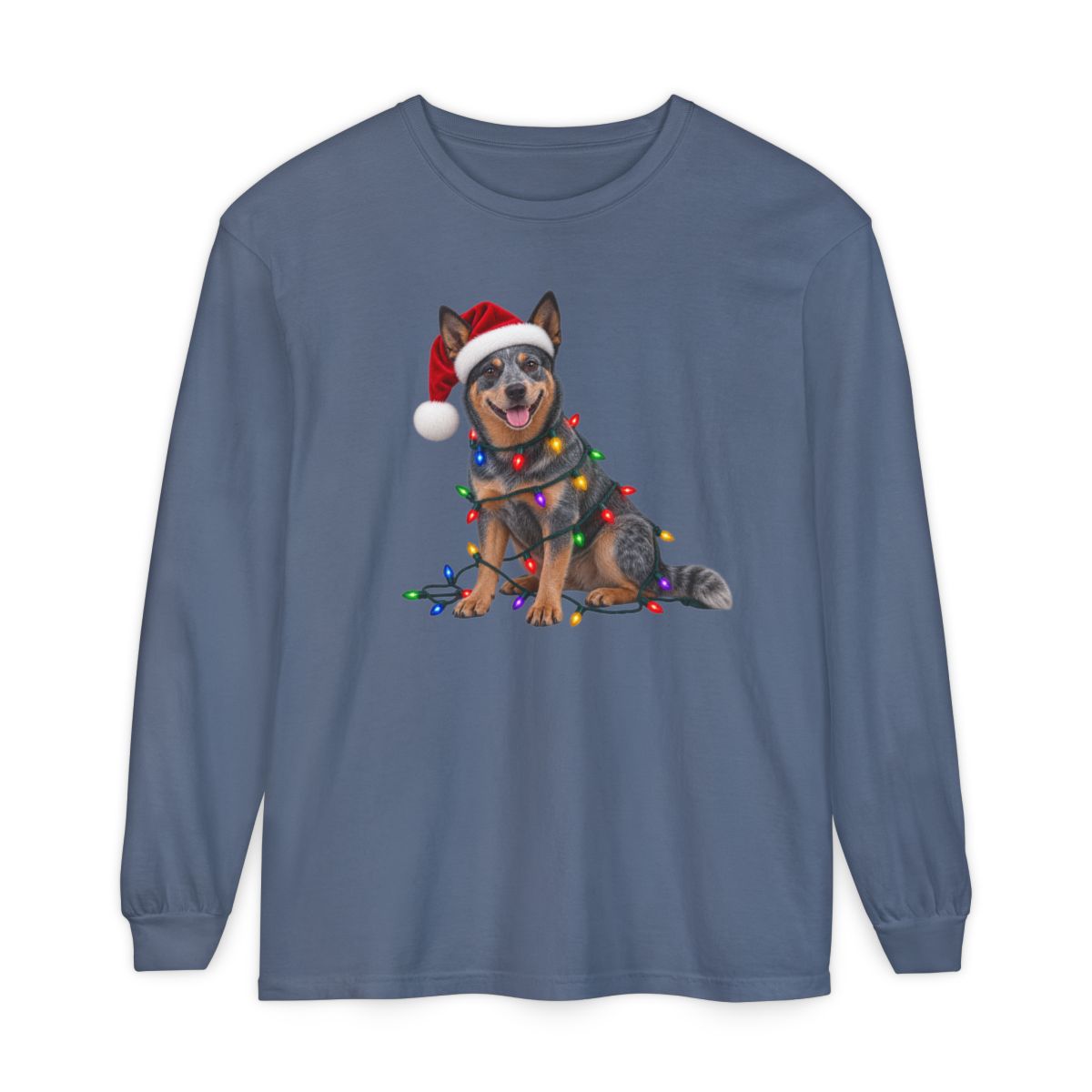 Australian Cattle Dog Christmas Comfort Colors Long Sleeve Shirt, Blue Heeler Holiday Gift