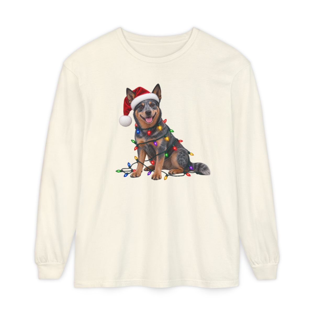 Australian Cattle Dog Christmas Comfort Colors Long Sleeve Shirt, Blue Heeler Holiday Gift