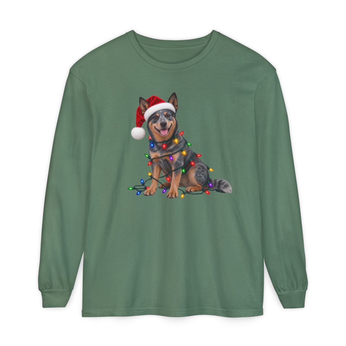Australian Cattle Dog Christmas Comfort Colors Long Sleeve Shirt, Blue Heeler Holiday Gift