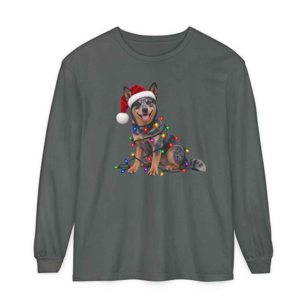 Australian Cattle Dog Christmas Comfort Colors Long Sleeve Shirt, Blue Heeler Holiday Gift