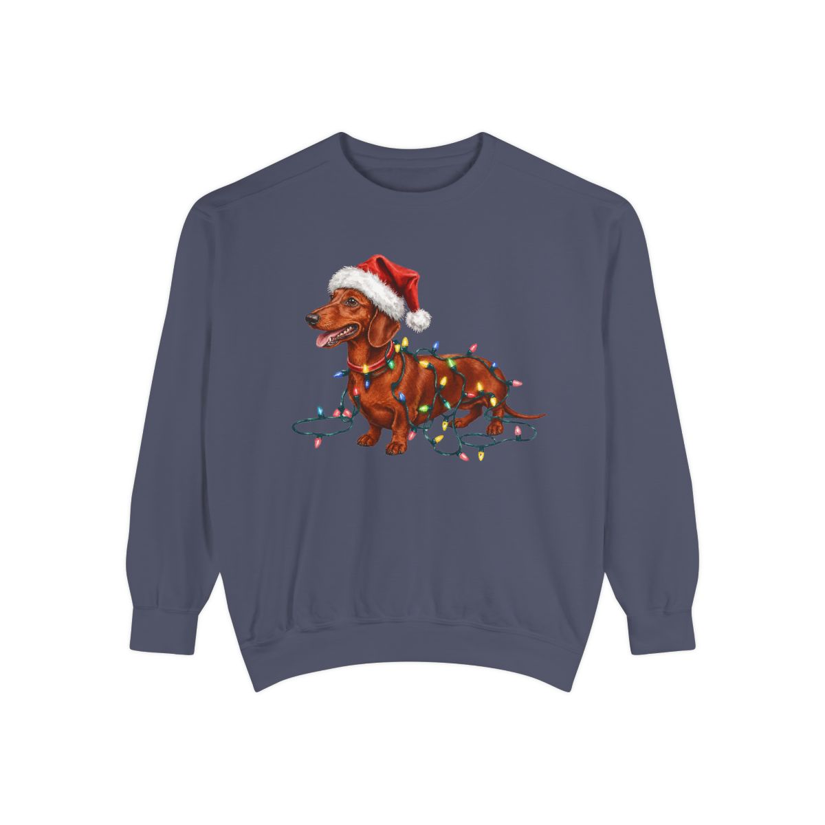Red Dachshund Christmas Lights Sweatshirt