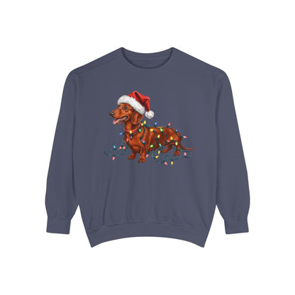 Red Dachshund Christmas Lights Sweatshirt
