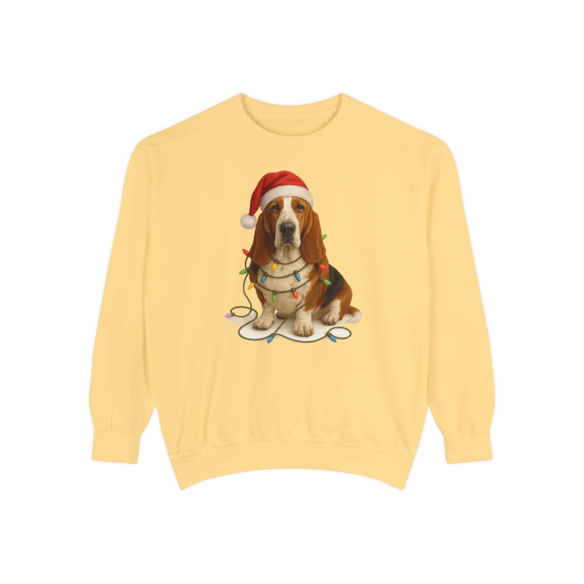 Christmas Dog Sweatshirt, Holiday Basset Hound Gift, Festive Pet Lover Sweater, Unisex Cozy Winter Apparel, Cute Dog Design