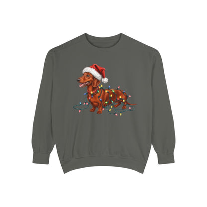 Red Dachshund Christmas Lights Sweatshirt