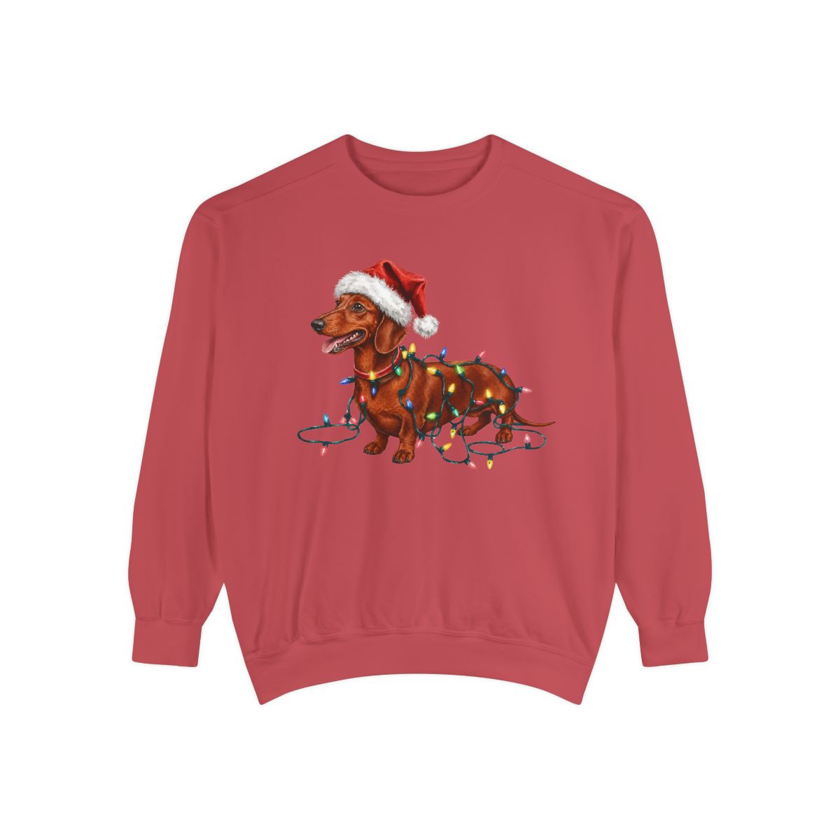 Red Dachshund Christmas Lights Sweatshirt