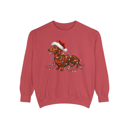 Red Dachshund Christmas Lights Sweatshirt